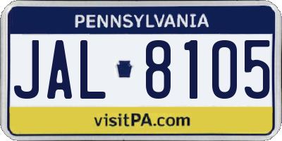 PA license plate JAL8105
