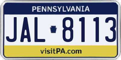 PA license plate JAL8113