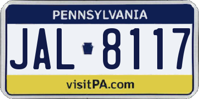 PA license plate JAL8117