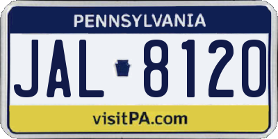 PA license plate JAL8120