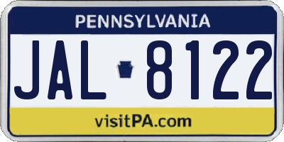 PA license plate JAL8122