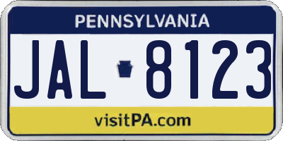 PA license plate JAL8123