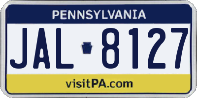 PA license plate JAL8127