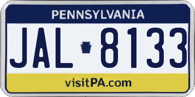 PA license plate JAL8133