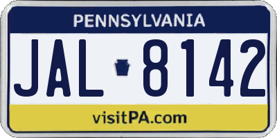 PA license plate JAL8142