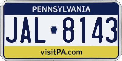 PA license plate JAL8143