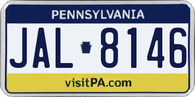 PA license plate JAL8146