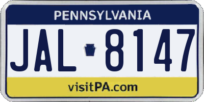 PA license plate JAL8147