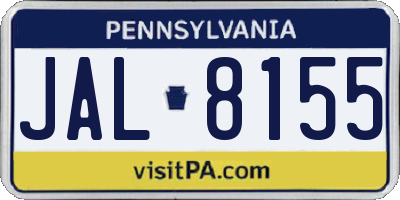 PA license plate JAL8155