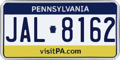 PA license plate JAL8162