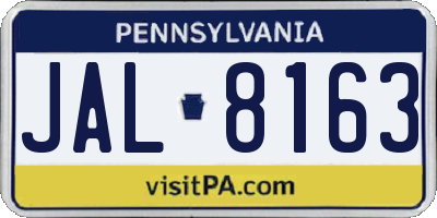 PA license plate JAL8163