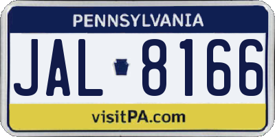 PA license plate JAL8166