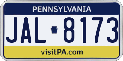 PA license plate JAL8173