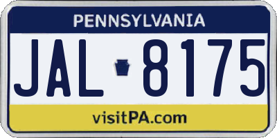 PA license plate JAL8175