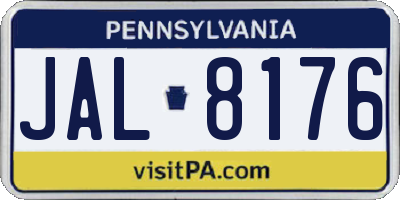 PA license plate JAL8176