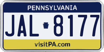 PA license plate JAL8177