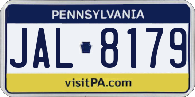 PA license plate JAL8179