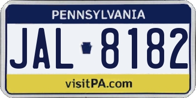 PA license plate JAL8182