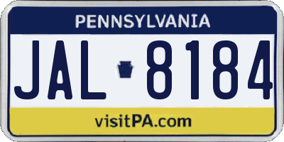 PA license plate JAL8184