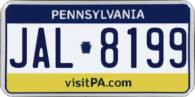 PA license plate JAL8199