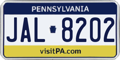 PA license plate JAL8202