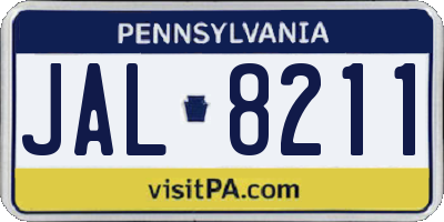 PA license plate JAL8211