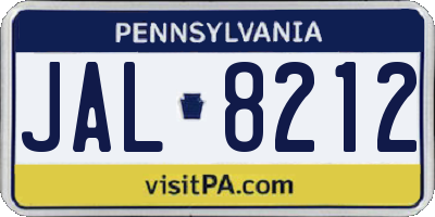 PA license plate JAL8212