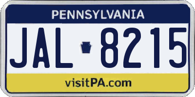 PA license plate JAL8215