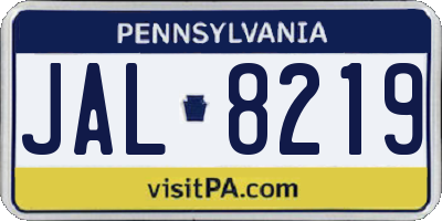 PA license plate JAL8219