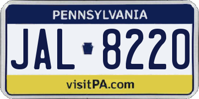 PA license plate JAL8220