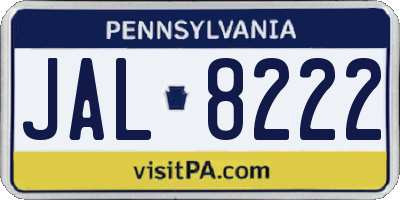 PA license plate JAL8222