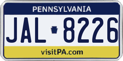 PA license plate JAL8226