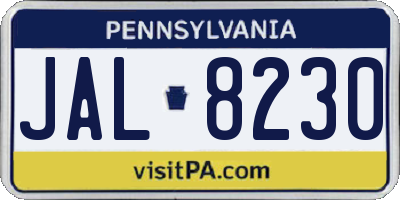 PA license plate JAL8230