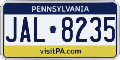 PA license plate JAL8235