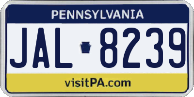 PA license plate JAL8239