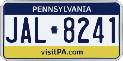 PA license plate JAL8241