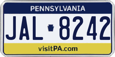 PA license plate JAL8242