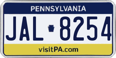 PA license plate JAL8254