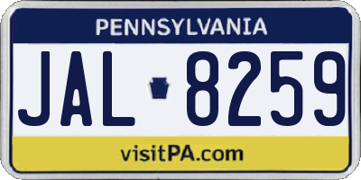 PA license plate JAL8259