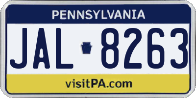 PA license plate JAL8263