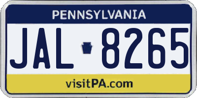 PA license plate JAL8265