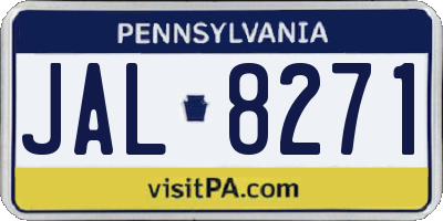 PA license plate JAL8271