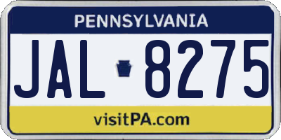 PA license plate JAL8275