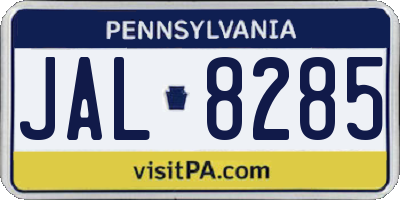 PA license plate JAL8285