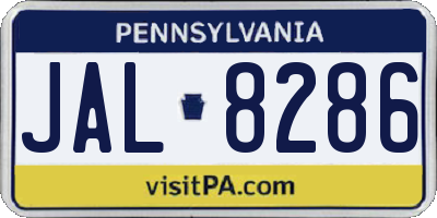 PA license plate JAL8286