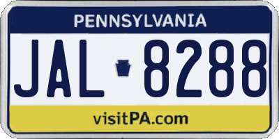 PA license plate JAL8288