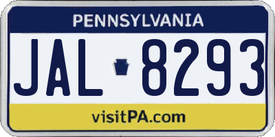 PA license plate JAL8293