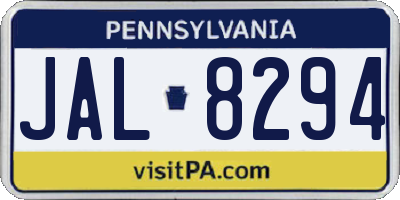 PA license plate JAL8294
