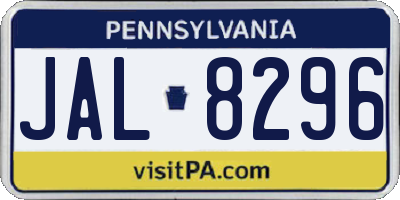 PA license plate JAL8296