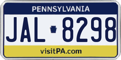 PA license plate JAL8298